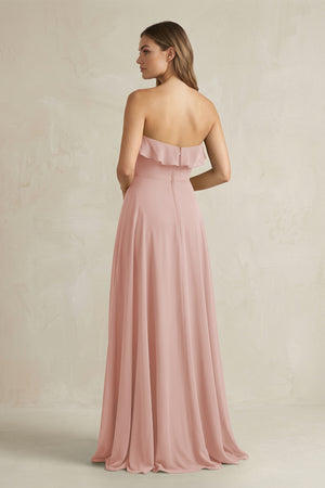 Sweetheart Ruffled A-Line Chiffon Bridesmaid Dress in English Rose (2) | KISSBRIDAL