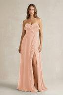 Sweetheart Ruffled A - Line Chiffon Bridesmaid Dress in English Rose - SHE IS ME Bridesmaid Dresses