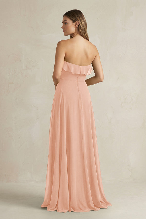 Sweetheart Ruffled A - Line Chiffon Bridesmaid Dress in English Rose - SHE IS ME Bridesmaid Dresses