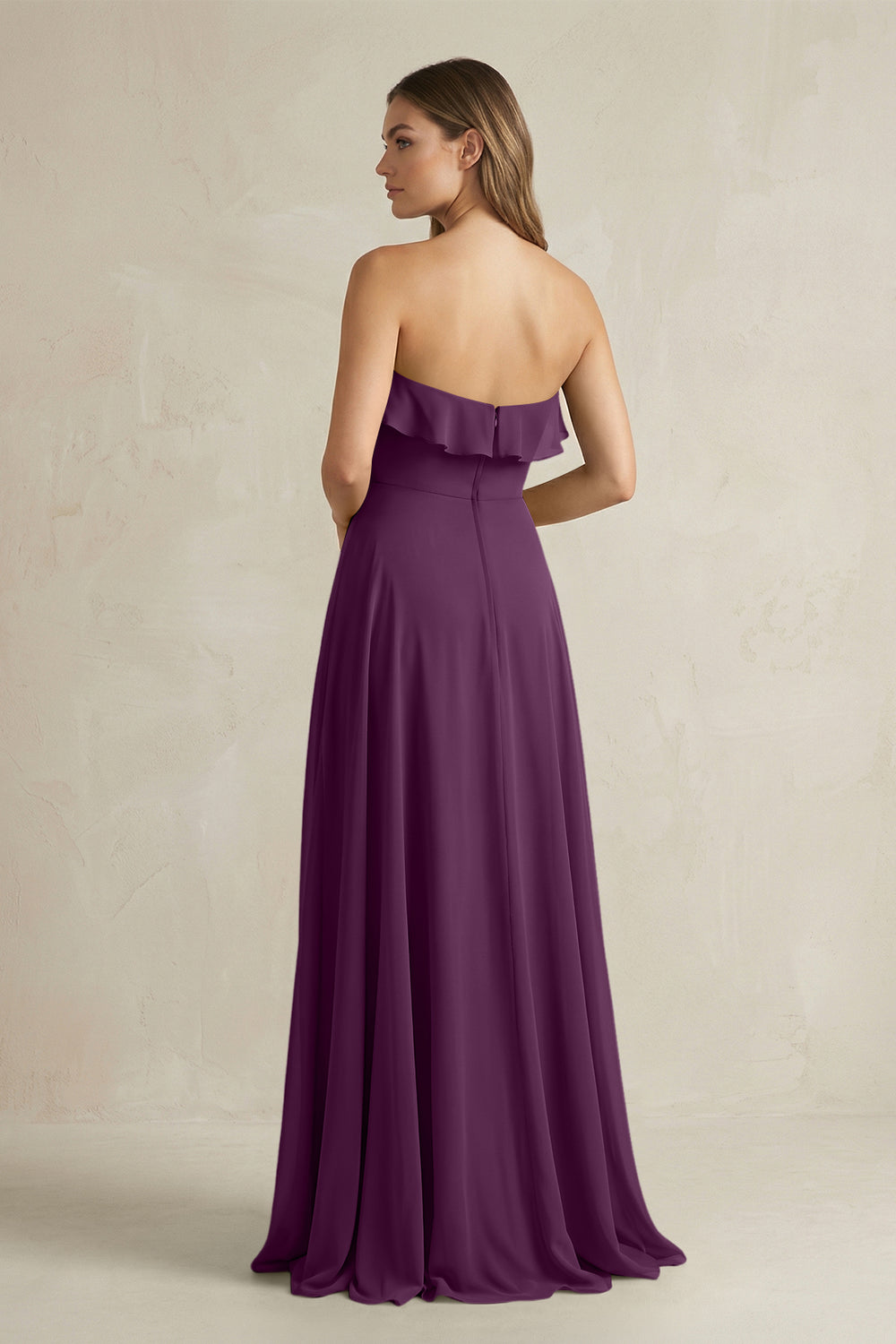 Sweetheart Ruffled A-Line Chiffon Bridesmaid Dress in Fig
