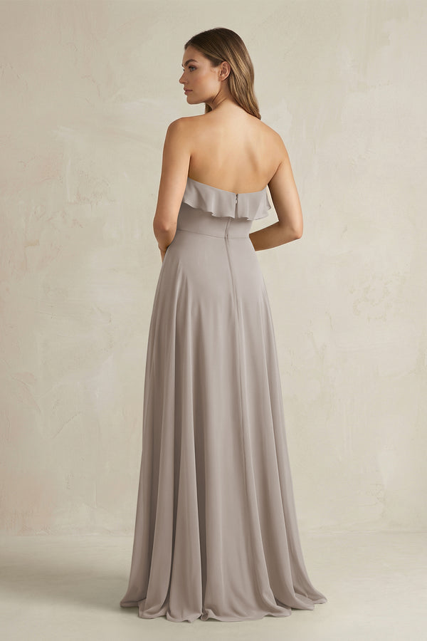 Sweetheart Ruffled A-Line Chiffon Bridesmaid Dress in Frost (2) | KISSBRIDAL