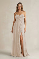 Sweetheart Ruffled A - Line Chiffon Bridesmaid Dress in Frost - SHE IS ME Bridesmaid Dresses