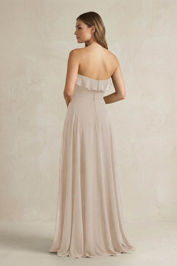 Sweetheart Ruffled A - Line Chiffon Bridesmaid Dress in Frost - SHE IS ME Bridesmaid Dresses