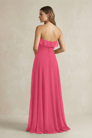 Sweetheart Ruffled A - Line Chiffon Bridesmaid Dress in Fuchsia - SHE IS ME Bridesmaid Dresses
