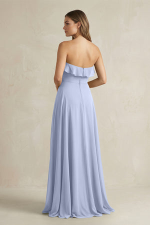 Sweetheart Ruffled A-Line Chiffon Bridesmaid Dress in Ice (2) | KISSBRIDAL