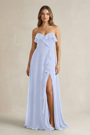 Sweetheart Ruffled A - Line Chiffon Bridesmaid Dress in Ice - SHE IS ME Bridesmaid Dresses