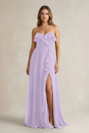 Sweetheart Ruffled A - Line Chiffon Bridesmaid Dress in Lavender - SHE IS ME Bridesmaid Dresses