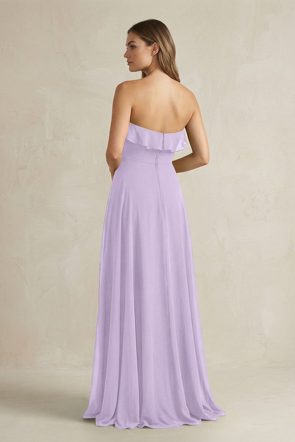 Sweetheart Ruffled A - Line Chiffon Bridesmaid Dress in Lavender - SHE IS ME Bridesmaid Dresses