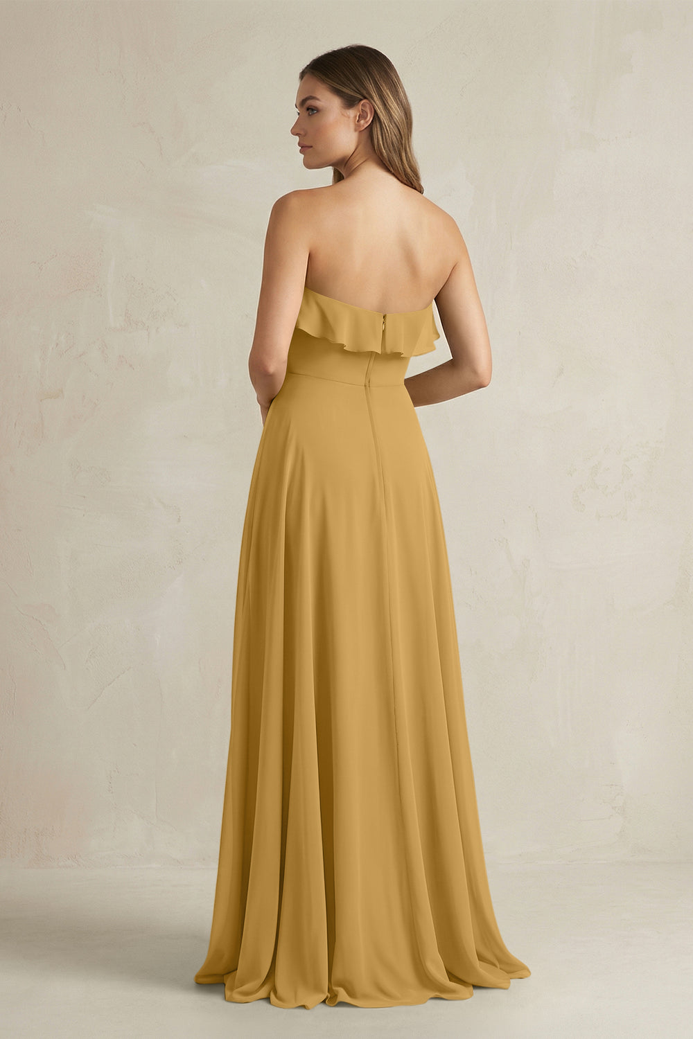 Sweetheart Ruffled A-Line Chiffon Bridesmaid Dress in Marigold