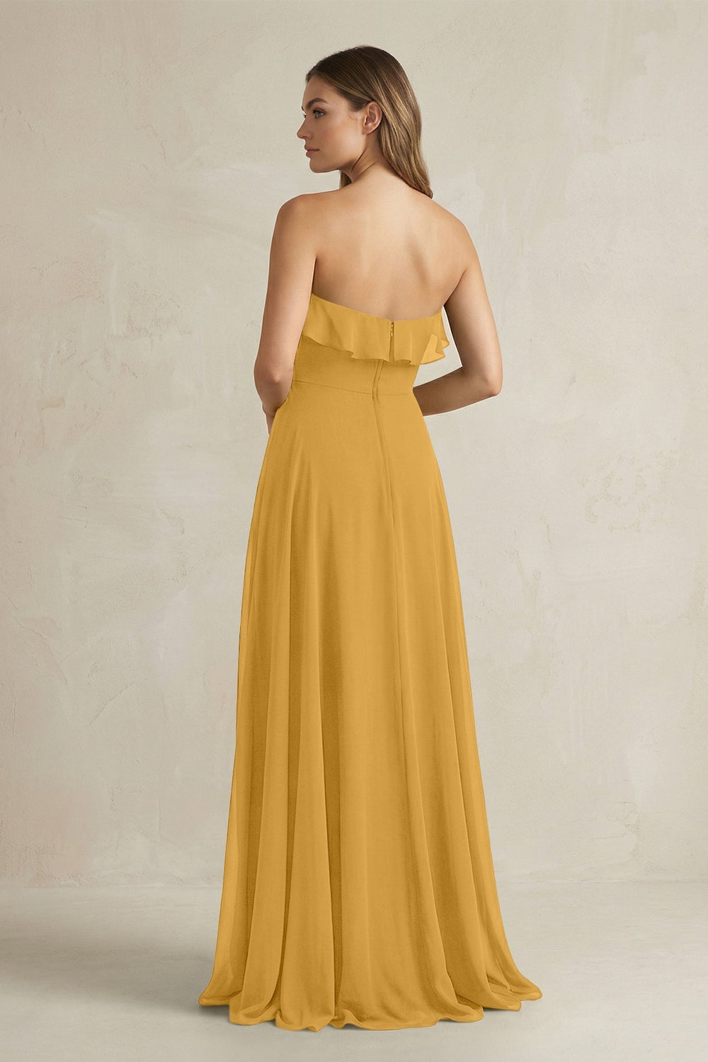 Sweetheart Ruffled A - Line Chiffon Bridesmaid Dress in Marigold - KISS BRIDAL Bridesmaid Dresses