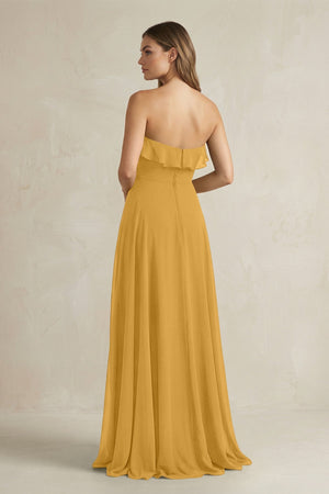 Sweetheart Ruffled A - Line Chiffon Bridesmaid Dress in Marigold - SHE IS ME Bridesmaid Dresses