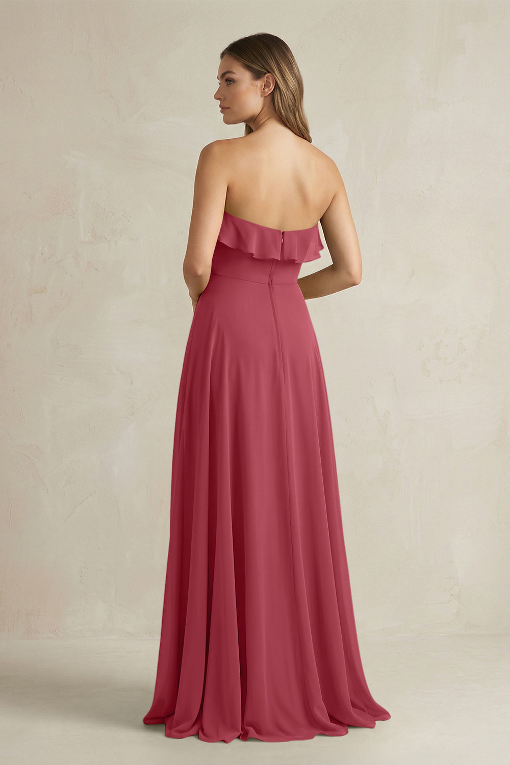 Sweetheart Ruffled A-Line Chiffon Bridesmaid Dress in Merlot