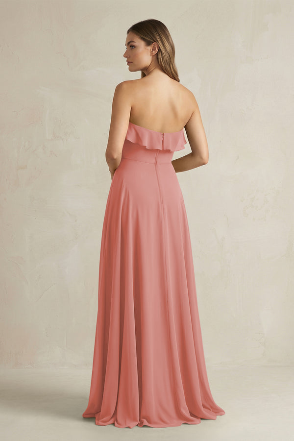 Sweetheart Ruffled A-Line Chiffon Bridesmaid Dress in Mulberry (2) | KISSBRIDAL