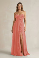 Sweetheart Ruffled A - Line Chiffon Bridesmaid Dress in Mulberry - SHE IS ME Bridesmaid Dresses