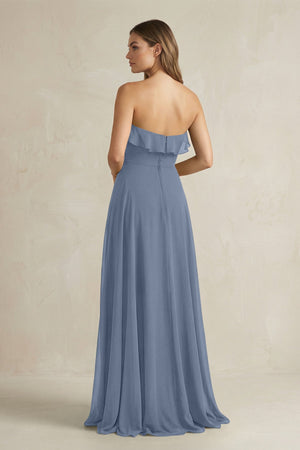Sweetheart Ruffled A - Line Chiffon Bridesmaid Dress in Neptune - SHE IS ME Bridesmaid Dresses