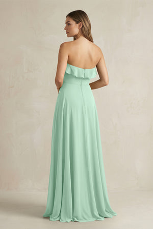 Sweetheart Ruffled A-Line Chiffon Bridesmaid Dress in Pale Pistachio (2) | KISSBRIDAL