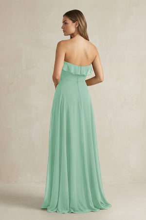 Sweetheart Ruffled A - Line Chiffon Bridesmaid Dress in Pale Pistachio - SHE IS ME Bridesmaid Dresses