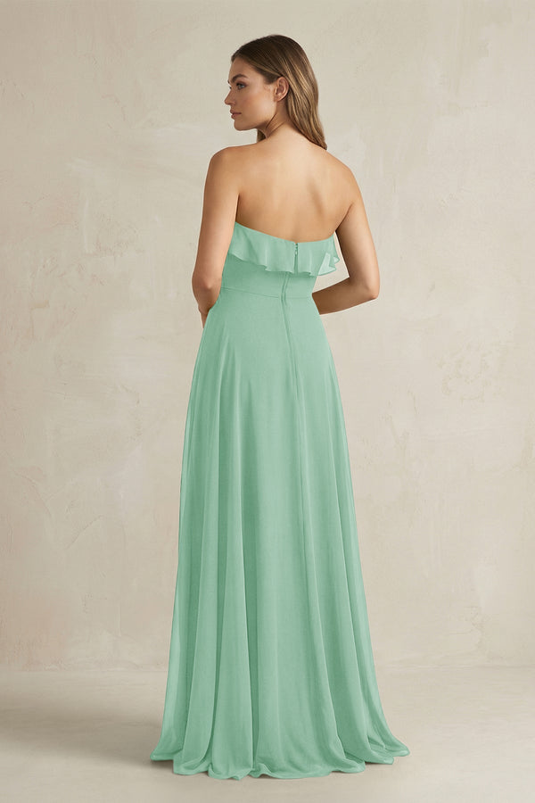 Sweetheart Ruffled A - Line Chiffon Bridesmaid Dress in Pale Pistachio - SHE IS ME Bridesmaid Dresses