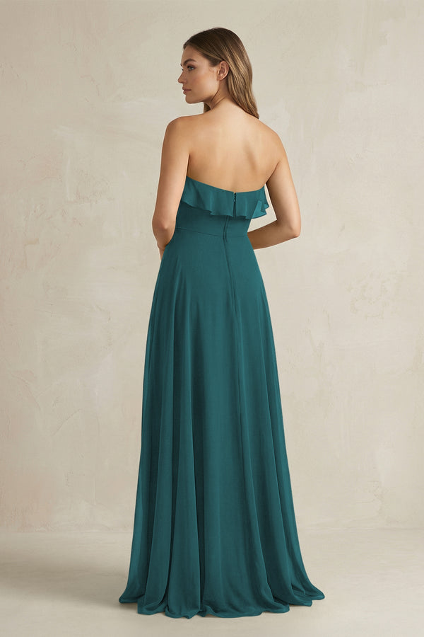 Sweetheart Ruffled A - Line Chiffon Bridesmaid Dress in Pine - SHE IS ME Bridesmaid Dresses