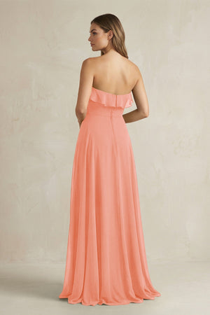 Sweetheart Ruffled A - Line Chiffon Bridesmaid Dress in Rosette - SHE IS ME Bridesmaid Dresses