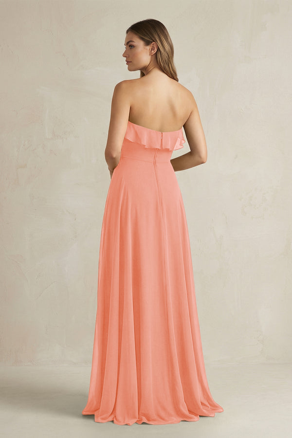 Sweetheart Ruffled A - Line Chiffon Bridesmaid Dress in Rosette - SHE IS ME Bridesmaid Dresses