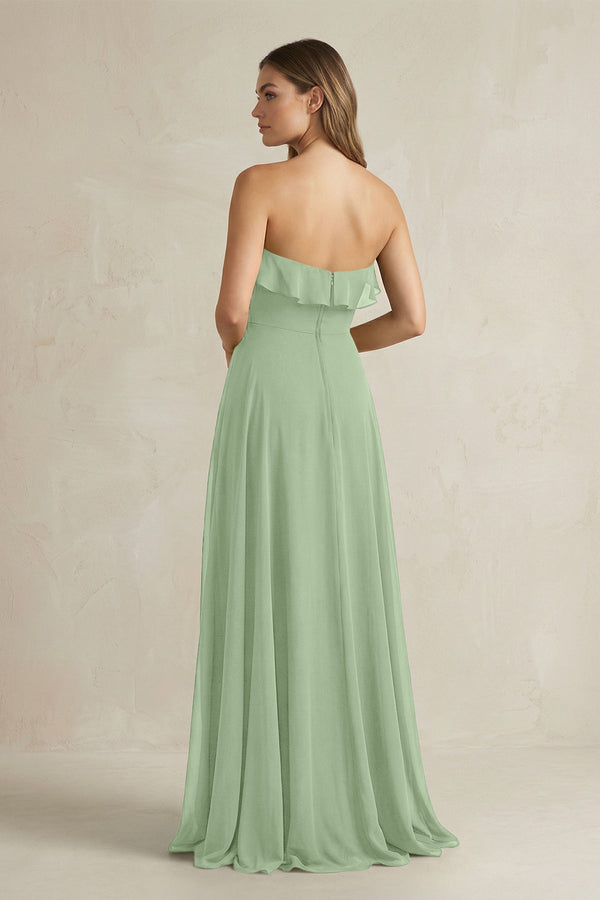 Sweetheart Ruffled A - Line Chiffon Bridesmaid Dress in Sage - SHE IS ME Bridesmaid Dresses