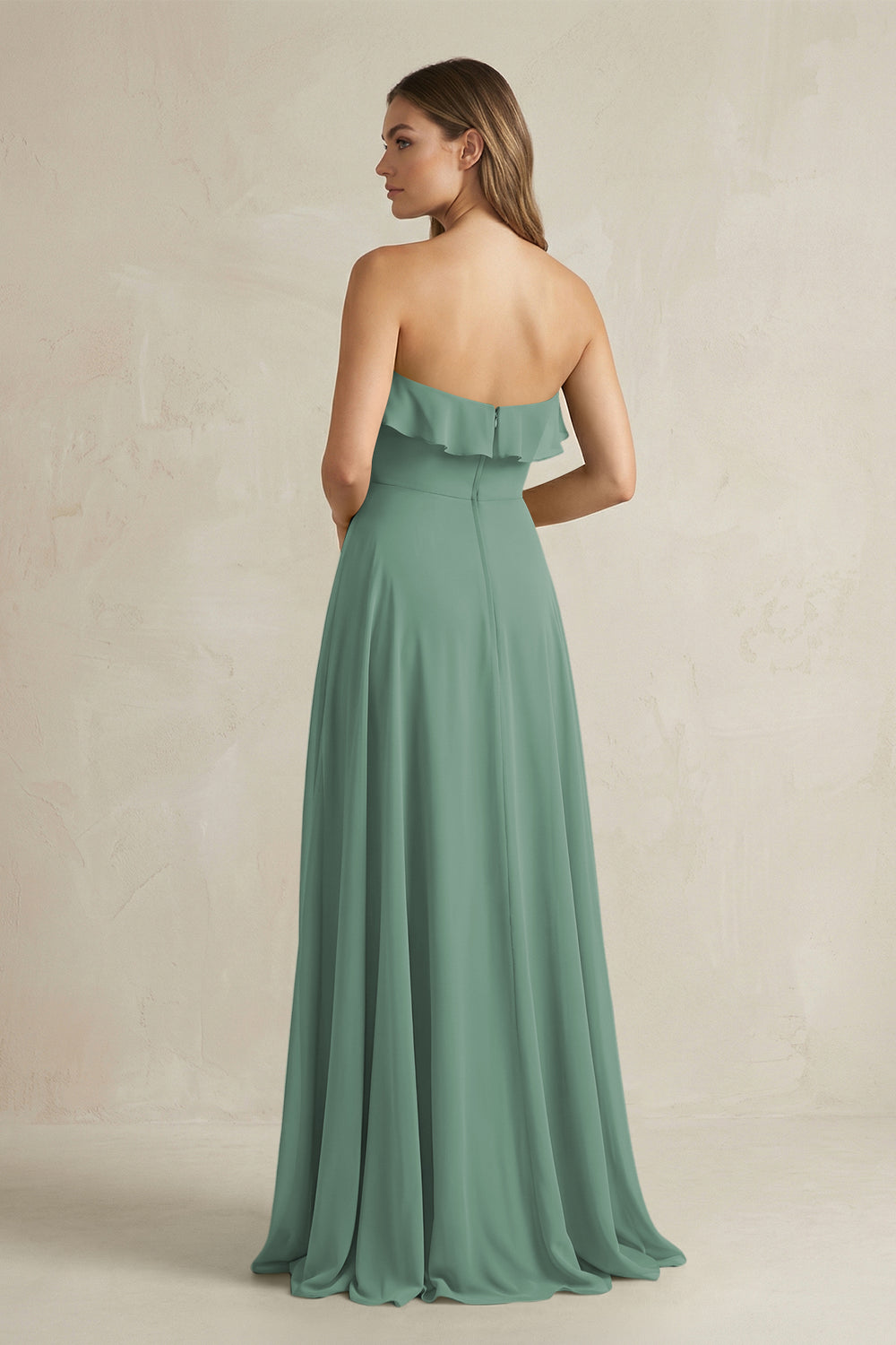 Sweetheart Ruffled A-Line Chiffon Bridesmaid Dress in Sea Glass
