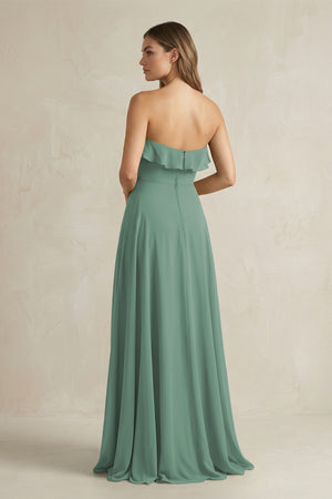 Sweetheart Ruffled A-Line Chiffon Bridesmaid Dress in Sea Glass (2) | KISSBRIDAL