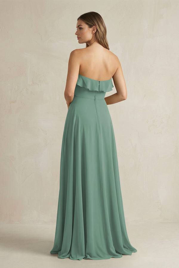 Sweetheart Ruffled A-Line Chiffon Bridesmaid Dress in Sea Glass (2) | KISSBRIDAL