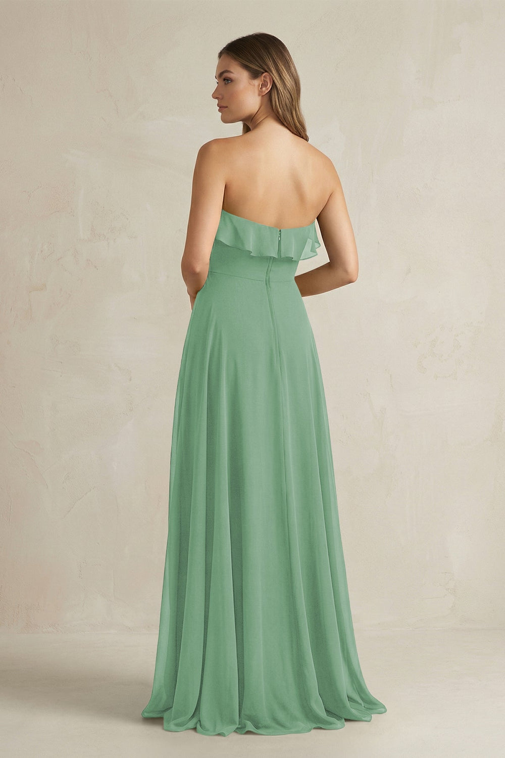 Sweetheart Ruffled A - Line Chiffon Bridesmaid Dress in Sea Glass - KISS BRIDAL Bridesmaid Dresses