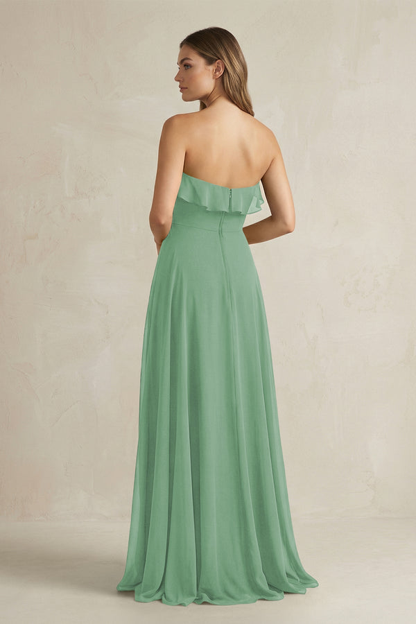 Sweetheart Ruffled A - Line Chiffon Bridesmaid Dress in Sea Glass - SHE IS ME Bridesmaid Dresses