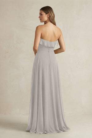 Sweetheart Ruffled A - Line Chiffon Bridesmaid Dress in Silver - SHE IS ME Bridesmaid Dresses