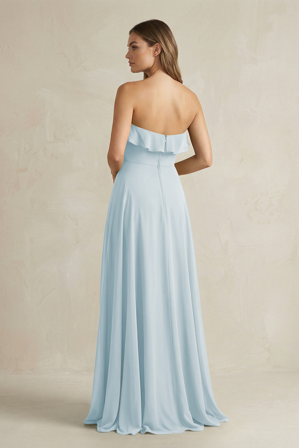 Sweetheart Ruffled A-Line Chiffon Bridesmaid Dress in Sky Blue
