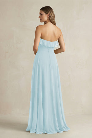 Sweetheart Ruffled A - Line Chiffon Bridesmaid Dress in Sky Blue - SHE IS ME Bridesmaid Dresses