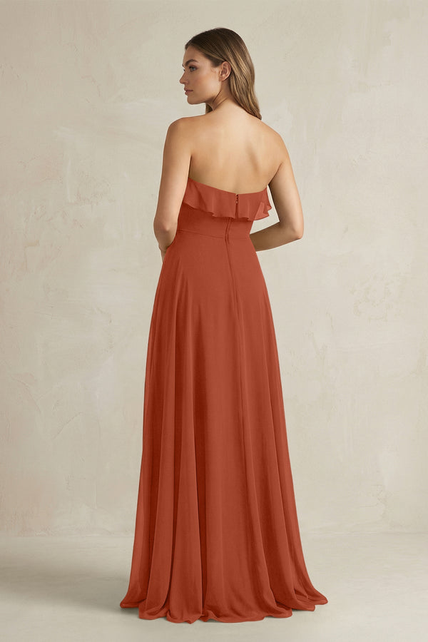Sweetheart Ruffled A - Line Chiffon Bridesmaid Dress in Spice - SHE IS ME Bridesmaid Dresses
