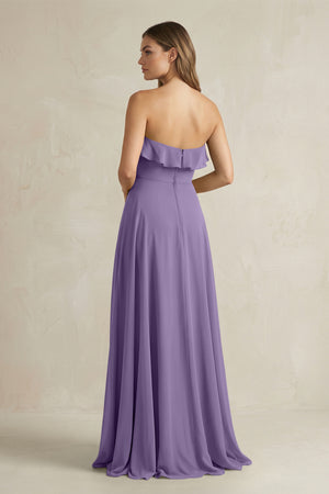 Sweetheart Ruffled A-Line Chiffon Bridesmaid Dress in Tahiti (2) | KISSBRIDAL