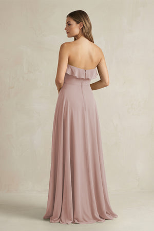 Sweetheart Ruffled A-Line Chiffon Bridesmaid Dress in Toffee (2) | KISSBRIDAL