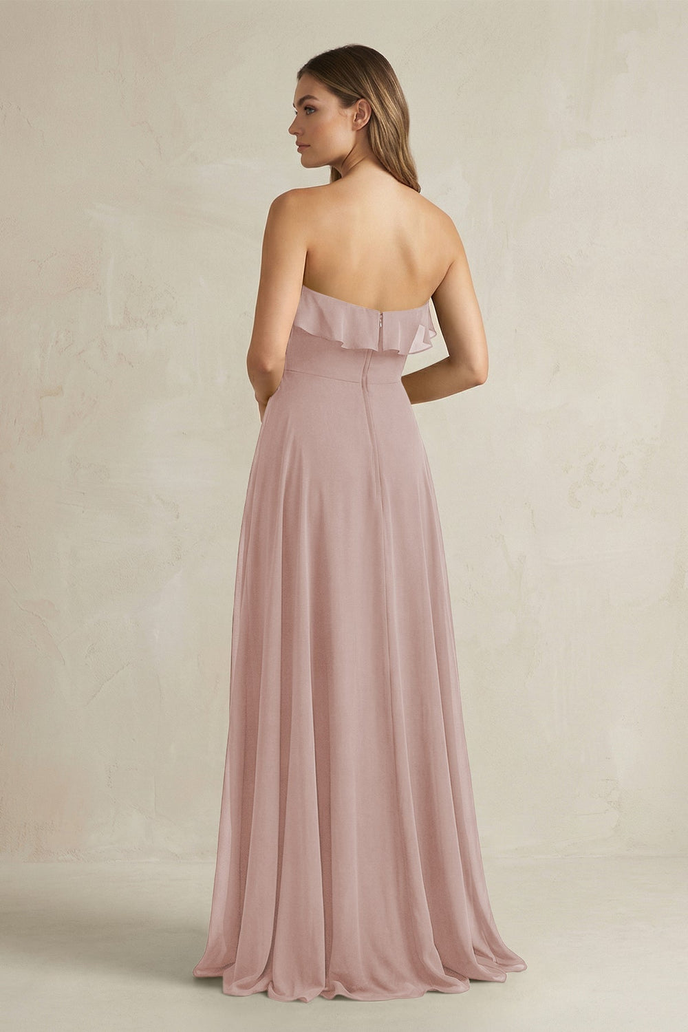 Sweetheart Ruffled A - Line Chiffon Bridesmaid Dress in Toffee - KISS BRIDAL Bridesmaid Dresses