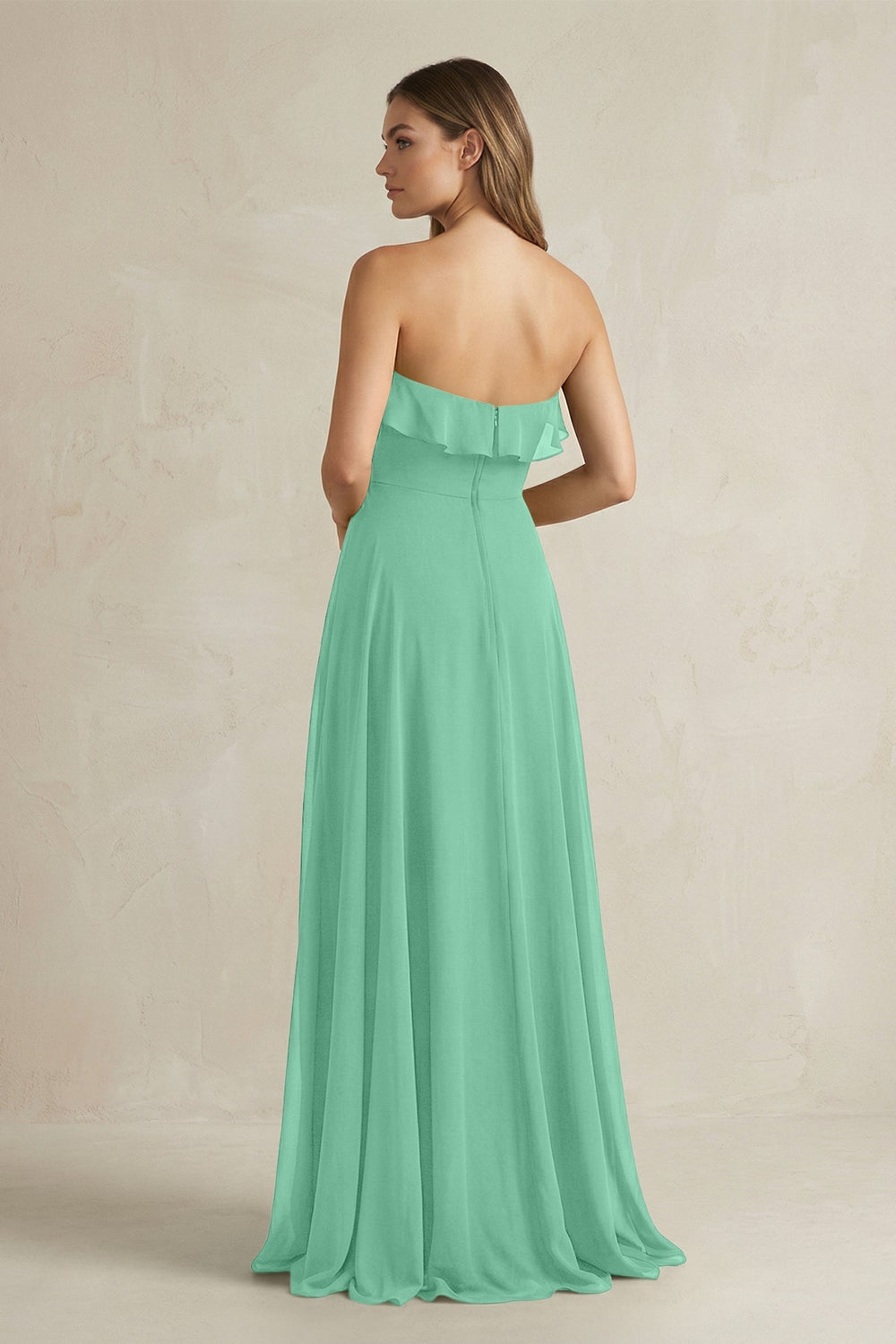 Sweetheart Ruffled A - Line Chiffon Bridesmaid Dress in Turquoise - KISS BRIDAL Bridesmaid Dresses
