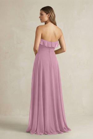 Sweetheart Ruffled A - Line Chiffon Bridesmaid Dress in Vintage Mauve - SHE IS ME Bridesmaid Dresses