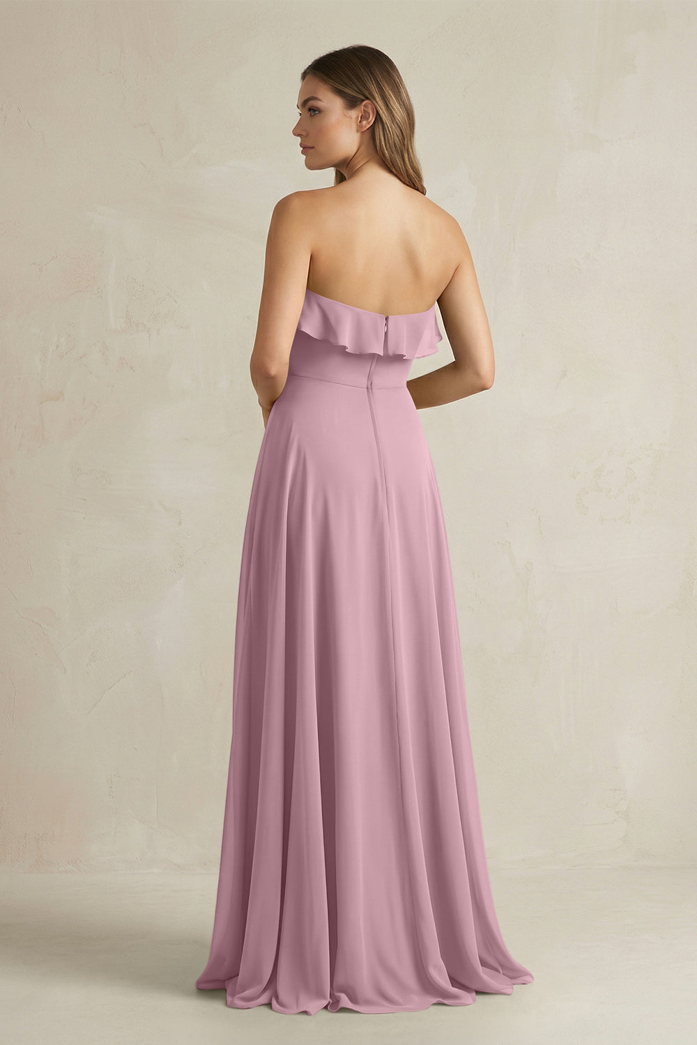Sweetheart Ruffled A-Line Chiffon Bridesmaid Dress in Vintage Mauve