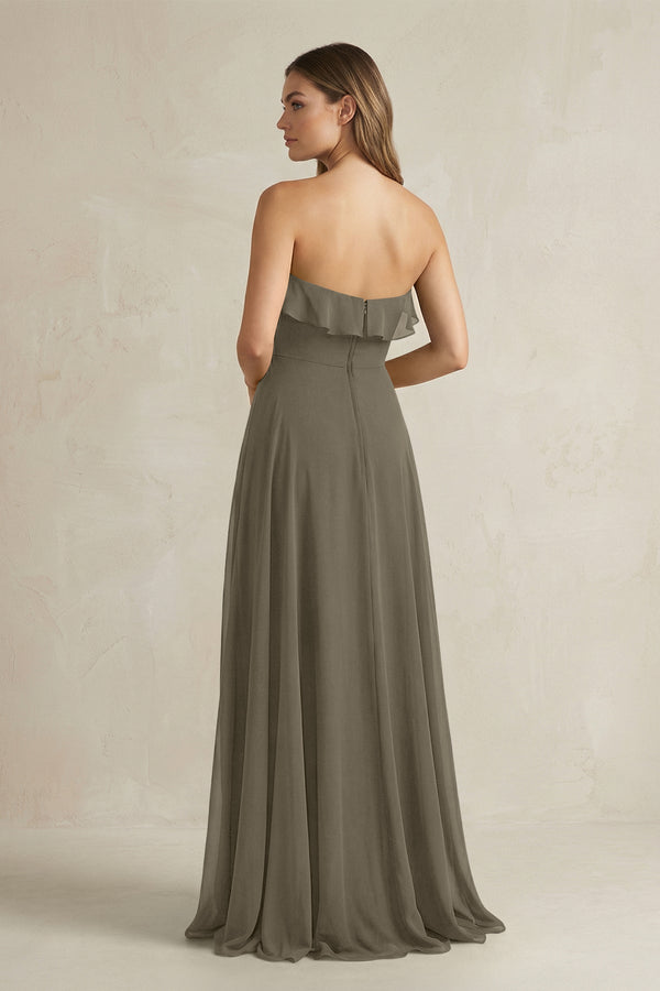 Sweetheart Ruffled A - Line Chiffon Bridesmaid Dress in Willow Green - SHE IS ME Bridesmaid Dresses