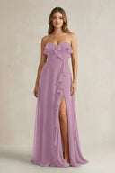 Sweetheart Ruffled A - Line Chiffon Bridesmaid Dress in Wisteria - SHE IS ME Bridesmaid Dresses