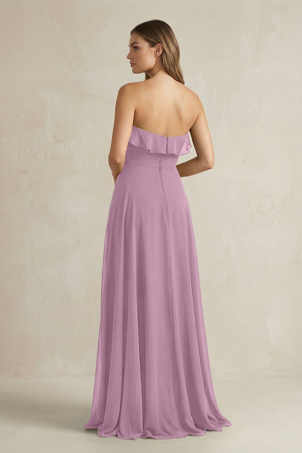 Sweetheart Ruffled A - Line Chiffon Bridesmaid Dress in Wisteria - KISS BRIDAL Bridesmaid Dresses
