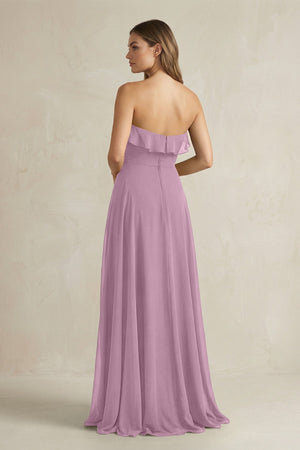 Sweetheart Ruffled A - Line Chiffon Bridesmaid Dress in Wisteria - SHE IS ME Bridesmaid Dresses