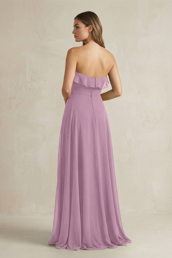 Sweetheart Ruffled A - Line Chiffon Bridesmaid Dress in Wisteria - SHE IS ME Bridesmaid Dresses