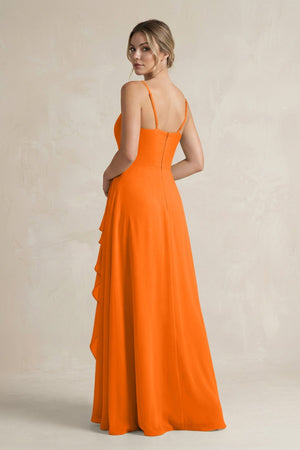 Sweetheart Ruffled A - Line Chiffon Bridesmaid Dress with Slit in Cinnamon - SHE IS ME Bridesmaid Dresses