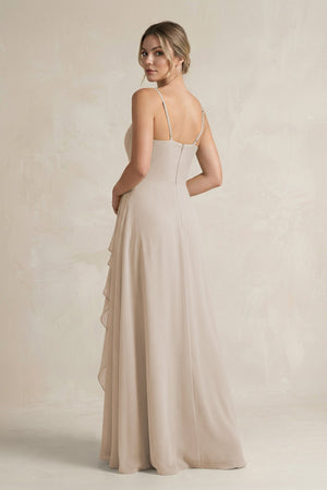 Sweetheart Ruffled A - Line Chiffon Bridesmaid Dress with Slit in Frost - SHE IS ME Bridesmaid Dresses