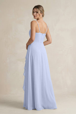 Sweetheart Ruffled A - Line Chiffon Bridesmaid Dress with Slit in Ice - SHE IS ME Bridesmaid Dresses