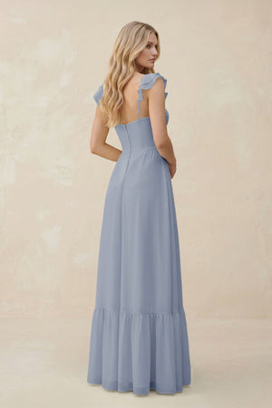 Sweetheart Ruffled Sleeve A - Line Chiffon Bridesmaid Dress in Twilight - SHE IS ME Bridesmaid Dresses